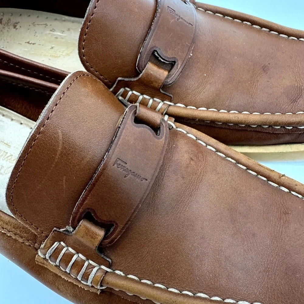 Vintage‎ Salvatore Ferragamo Boat Shoes Women's Size 6 Brown Leather Square Toe